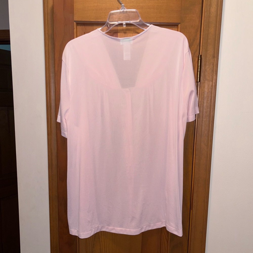 Vanity Fair Light Pink Silky Pajama Top Size 2X Night Shirt Vintage Made in USA - Picture 2 of 7